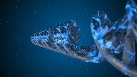 DNA. Abstract 3d polygonal wireframe DNA molecule helix spiral. Stock Illustration