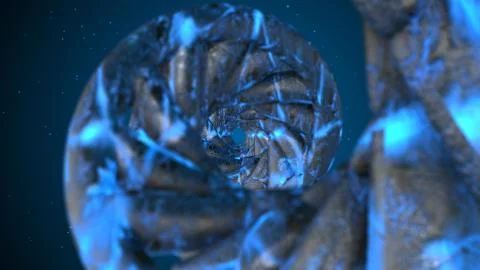 DNA. Abstract 3d polygonal wireframe DNA molecule helix spiral. Stock Illustration