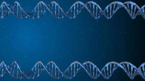 DNA. Abstract 3d polygonal wireframe DNA molecule helix spiral. Illustrazione stock