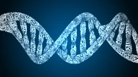DNA. Abstract 3d polygonal wireframe DNA molecule helix spiral. Stock-Illustration
