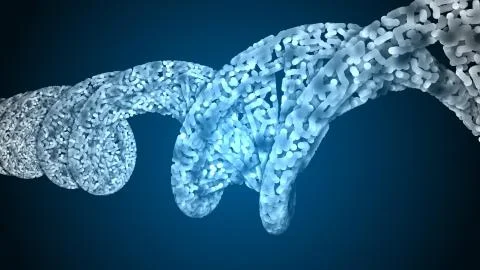 DNA. Abstract 3d polygonal wireframe DNA molecule helix spiral. Stock Illustration