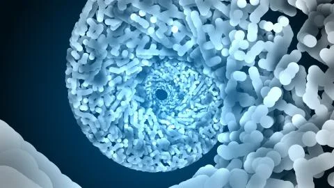 DNA. Abstract 3d polygonal wireframe DNA molecule helix spiral. Stock Illustration