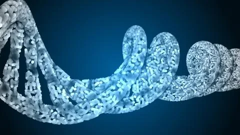 DNA. Abstract 3d polygonal wireframe DNA molecule helix spiral. Stock Illustration