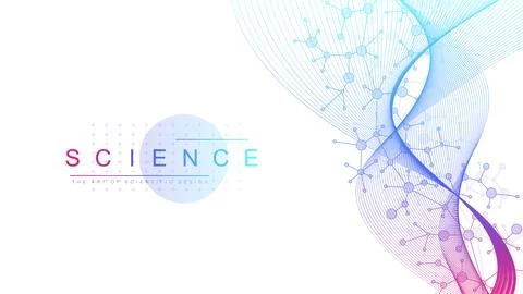 DNA Abstract Background with Deoxyribonucleic Acid Structure and Cell Molecules Illustrazione stock
