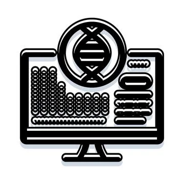 Dna analysis bioinformatics genomics on a computer monitor Stock-Illustration