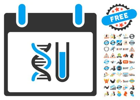 DNA Analysis Calendar Day Flat Vector Icon With Bonus Stock Illustration