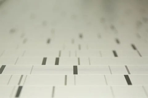 DNA analysis. Data with genetic information as background, closeup Stock Photos