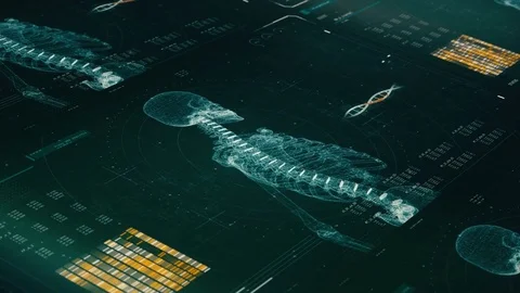 DNA analysis in lab, computer interface showing scan results, forensic DNA test Stock Footage 79025801
