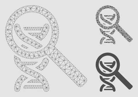 DNA Analysis Vector Mesh Wire Frame Model and Triangle Mosaic Icon Stockillustratie