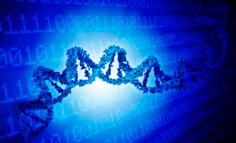DNA and binary code, illustration Stock Illustration