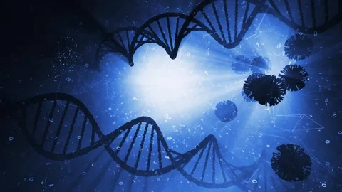 Dna and corona viruses 3d dark blue animation Stock Footage 337659662