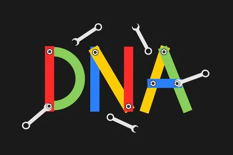 DNA and gene is modified, repaired and manipulated by genetic engineering and Stock Illustration