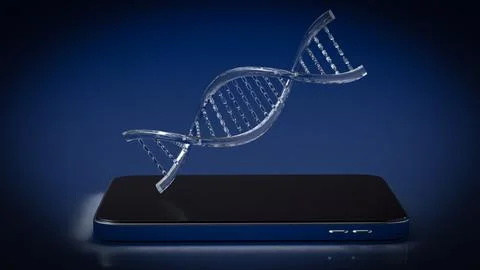 The DNA and Mobile for Sci or technology concept 3d rendering. Stock Illustration