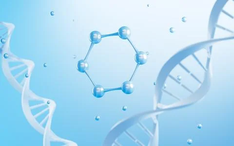 DNA and molecular structure, 3d rendering. Stock Illustration