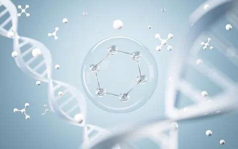 DNA and molecular structure, 3d rendering. Stock Illustration