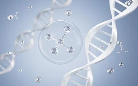 DNA and molecular structure, 3d rendering. Stock Illustration