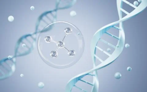 DNA and molecular structure, 3d rendering. Stock Illustration