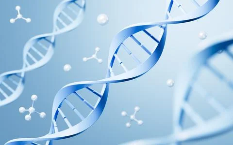 DNA and molecular structure, 3d rendering. Stock Illustration