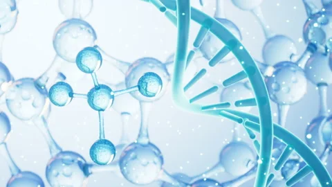 DNA and molecular structure, biotechnology concept, 3d rendering. Stock Footage 229235387