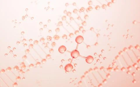 DNA and molecular structure, biotechnology concept, 3d rendering. Stock Illustration