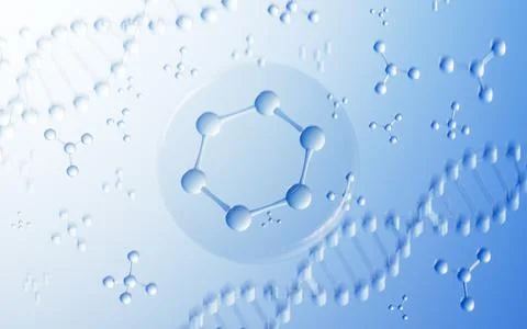 DNA and molecular structure, biotechnology concept, 3d rendering. Stock Illustration