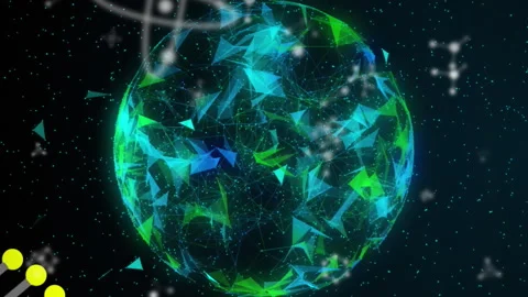 DNA and molecular structure moving over globe of plexus network against black Stock Footage 312487773