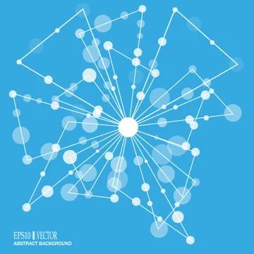 DNA and neurons vector. Molecular structure. Connected lines with dots. Genetic Stock Illustration