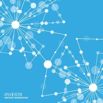 DNA and neurons vector. Molecular structure. Connected lines with dots. Genetic Stock Illustration
