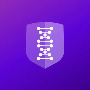 Dna and shield, genetics logo Illustration