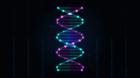 Dna animation loop glowing pink cyan digital tech motion graphic Stock Footage 346549466