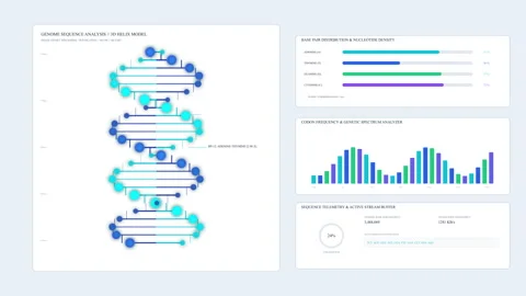 Dna animation loop scientific helix chart statistic infographic data Stock Footage 346542137