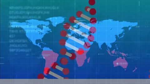 DNA animation over world map. | Stock Video | Pond5