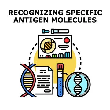 Dna antigen molecules recognizing diagnostic research Stock Illustration