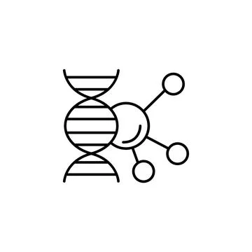 DNA, atom icon. Simple line, outline vector of gene modification icons for ui Illustrazione stock
