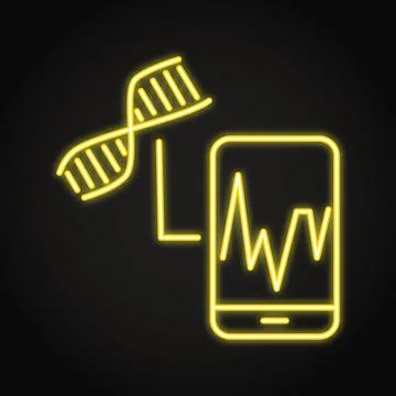 DNA-based biosensor neon icon Stock Illustration