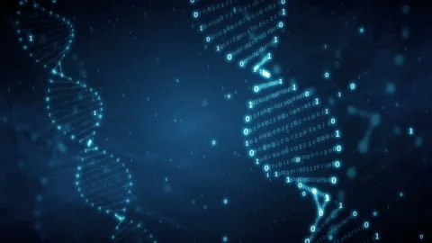 DNA from a binary code on a blue background with smoke 動画素材 95297596