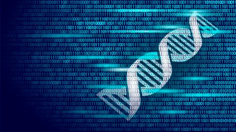 DNA binary code future computer technology concept. Genome science structure Stock Illustration