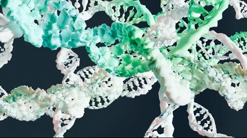 DNA on black background. nucleic acid, DNA double helix spiral molecule 動画素材 283631030