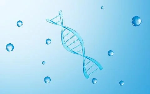DNA in the blue background, 3d rendering. Illustrazione stock