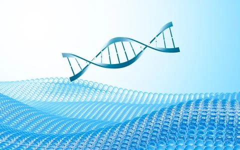 DNA in the blue background, 3d rendering. Illustrazione stock