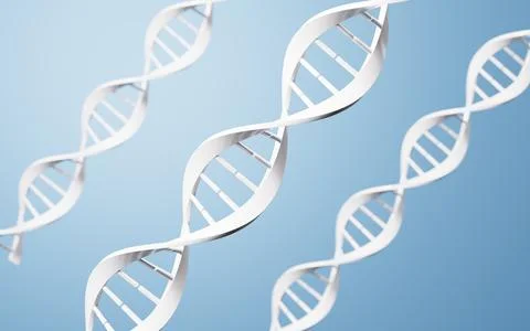 DNA in the blue background, 3d rendering. Illustrazione stock