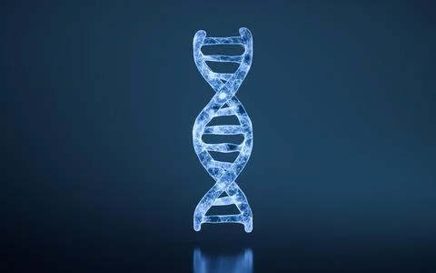 DNA with blue transparent structure, 3d rendering. 스톡 일러스트