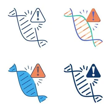 DNA break icon set in flat and line style Illustrazione stock