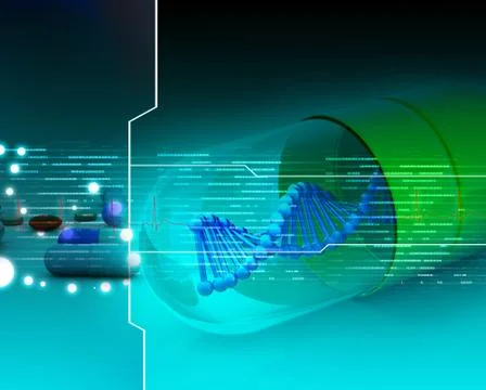 Dna capsule in abstract background Stock Illustration