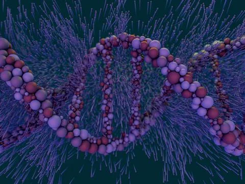 DNA chain. Abstract background. Genetics and medicine concept. 3D rendering Illustrazione stock