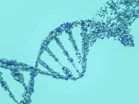 DNA chain. Abstract scientific background. 3D rendering Illustrazione stock