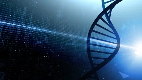 Dna chain and digital technology lines and dots looping network Stock Footage 340235984