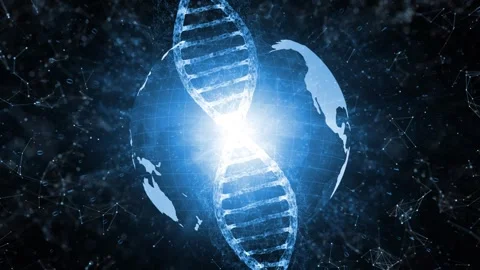 Dna chain and earth globe rotation animation Vídeos de archivo 334817493