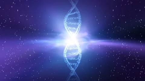 Dna chain binary numbers and cosmic light animation Stock Footage 229764082