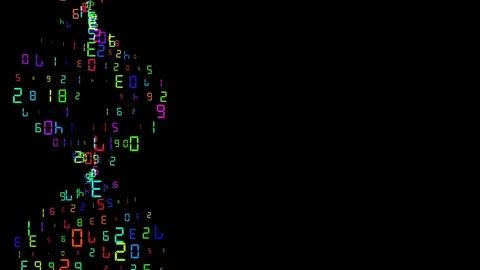 DNA chain of flashing digits on the left side of the screen Stock Footage 84838889